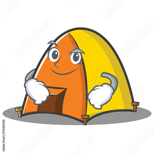 Smirking tent character cartoon style