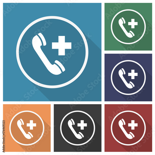 Button - Set - Schatten - Telefon - Notfall