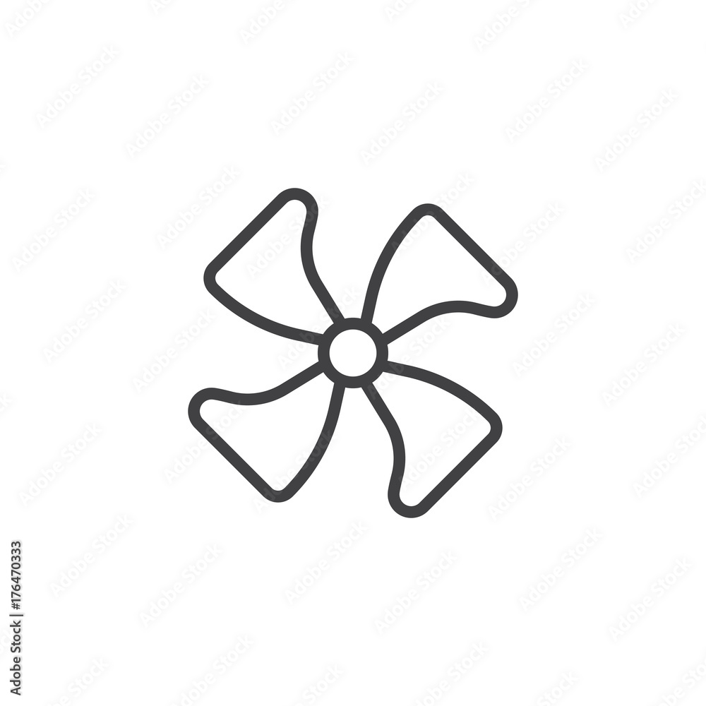 Radiator fan line icon, outline vector sign, linear style pictogram isolated on white. Symbol, logo illustration. Editable stroke Radiator fan line icon, outline vector sign, linear style pictogram isolated on white. Symbol, logo illustration. Editable stroke
