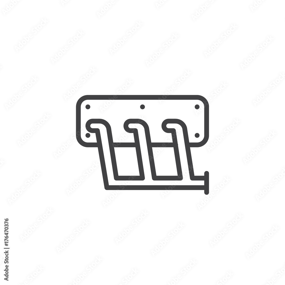 Car exhaust manifold line icon, outline vector sign, linear style pictogram isolated on white. Symbol, logo illustration. Editable stroke Car exhaust manifold line icon, outline vector sign, linear style pictogram isolated on white. Symbol, logo illustration. Editable stroke