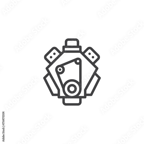 Car engine line icon, outline vector sign, linear style pictogram isolated on white. Symbol, logo illustration. Editable stroke
