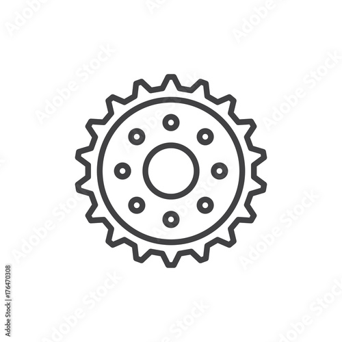 Gear line icon, outline vector sign, linear style pictogram isolated on white. Cogwheel symbol, logo illustration. Editable stroke