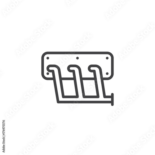 Car exhaust manifold line icon, outline vector sign, linear style pictogram isolated on white. Symbol, logo illustration. Editable stroke