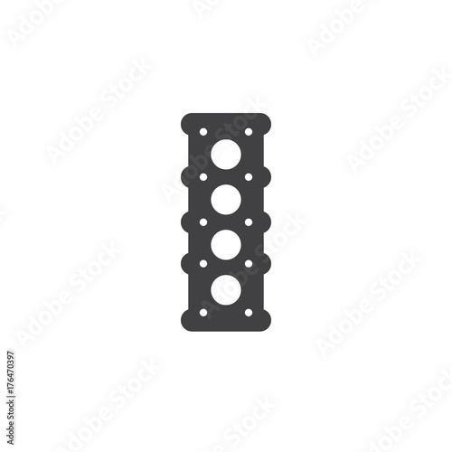 Engine cylinder head icon vector, filled flat sign, solid pictogram isolated on white. Symbol, logo illustration.