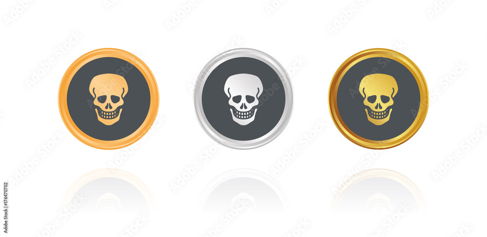 Totenkopf - Bronze, Silber, Gold Buttons Totenkopf - Bronze, Silber, Gold Buttons