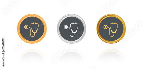 Stetoskop - Untersuchung - Bronze, Silber, Gold Buttons