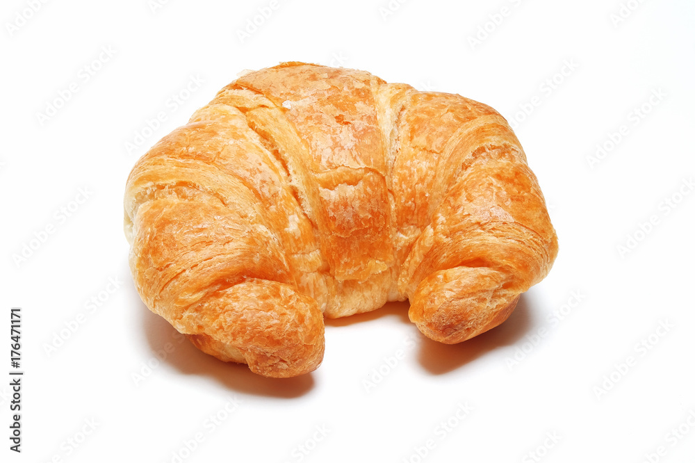 Daily Fresh Homemade Croissant on isolated white background.