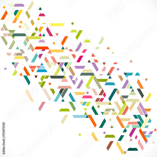 Abstract colorful and creative geometric stripe with a variety of graphic and pattern on white. Corporate business or technology identity design, online presentation website element