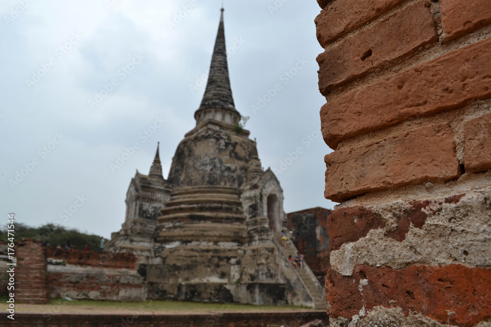 The view around Ayutthaya Historical park, Thailand. It's a UNESCO world heritage, filled by temples and Buddha statues