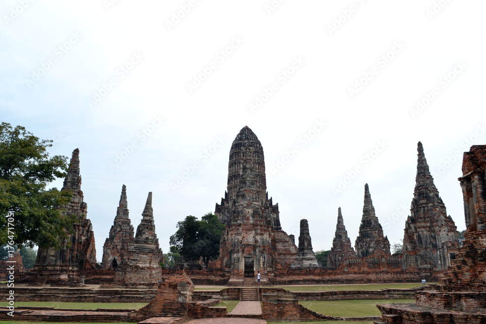 The view around Ayutthaya Historical park, Thailand. It's a UNESCO world heritage, filled by temples and Buddha statues