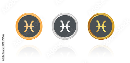 Fisch - Horoskop - Bronze, Silber, Gold Buttons