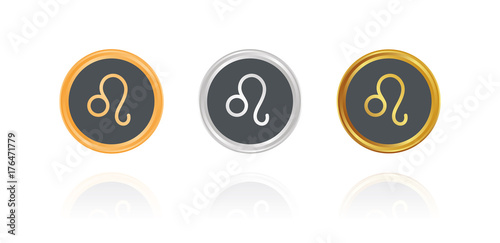 Löwe - Tierkreis - Bronze, Silber, Gold Buttons