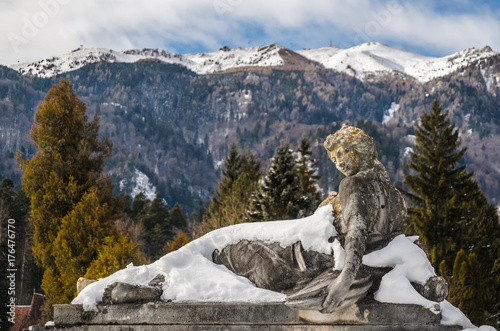 Mountain and Statue