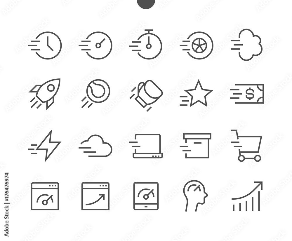 Fototapeta premium Speed UI Pixel Perfect Well-crafted Vector Thin Line Icons 48x48 Ready for 24x24 Grid for Web Graphics and Apps with Editable Stroke. Simple Minimal Pictogram