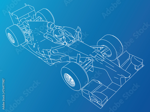 sport race car. Abstract drawing. Tracing illustration of 3d