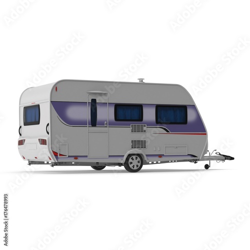 Camping Caravan on white. 3D illustration