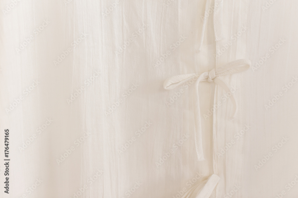 North Thai style traditional white calico clothes close up shirt tied clasper texture pattern for background