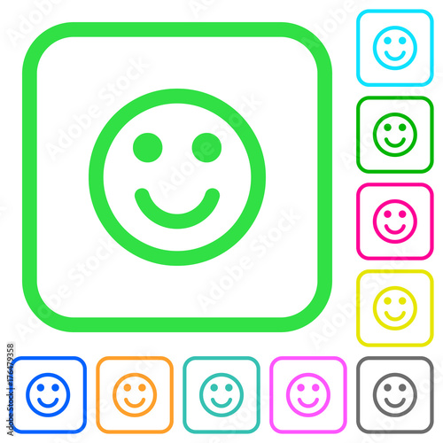 Smiling vivid colored flat icons icons