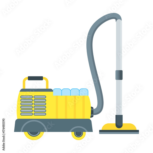 Vacuum cleaner vector icon isolated on white. Electrical hoover. Equipment for hotel, house cleaning tool device. Domestic Vacuum sweeper.
