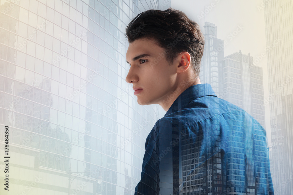 Professional model being photographed in profile Professional model being photographed in profile