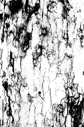 Distressed halftone grunge black and white vector texture -old wood bark texture background with cracks for creation abstract vintage design effect with noise and grain