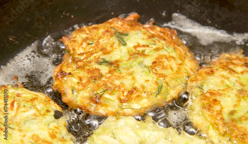 Konstfotografi Fritters are fried in oil in a frying pan