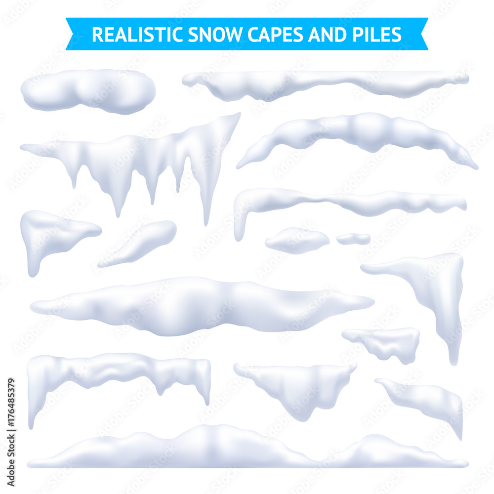 Fototapeta premium Snow Capes And Piles Set