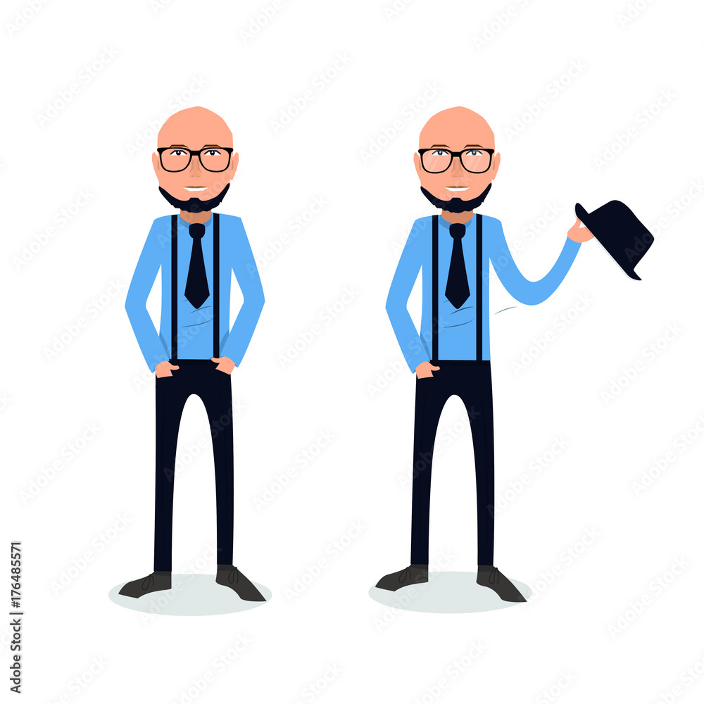 funny and cool cartoon guy in casual clothes, gesturing. Vector illustration, Hipster Style