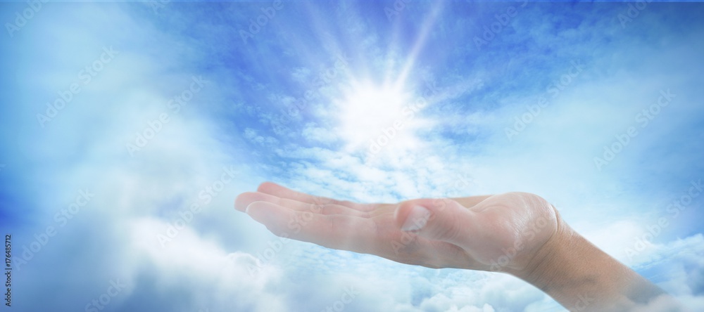 Composite image of hand of man pretending to hold an invisible Composite image of hand of man pretending to hold an invisible