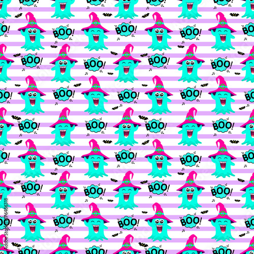 Fototapeta Naklejka Na Ścianę i Meble -  Abstract seamless pattern for girls or boys. Creative vector background with multicolored slug, like a jelly, halloween. Funny wallpaper for textile and fabric. Fashion style. Colorful bright picture