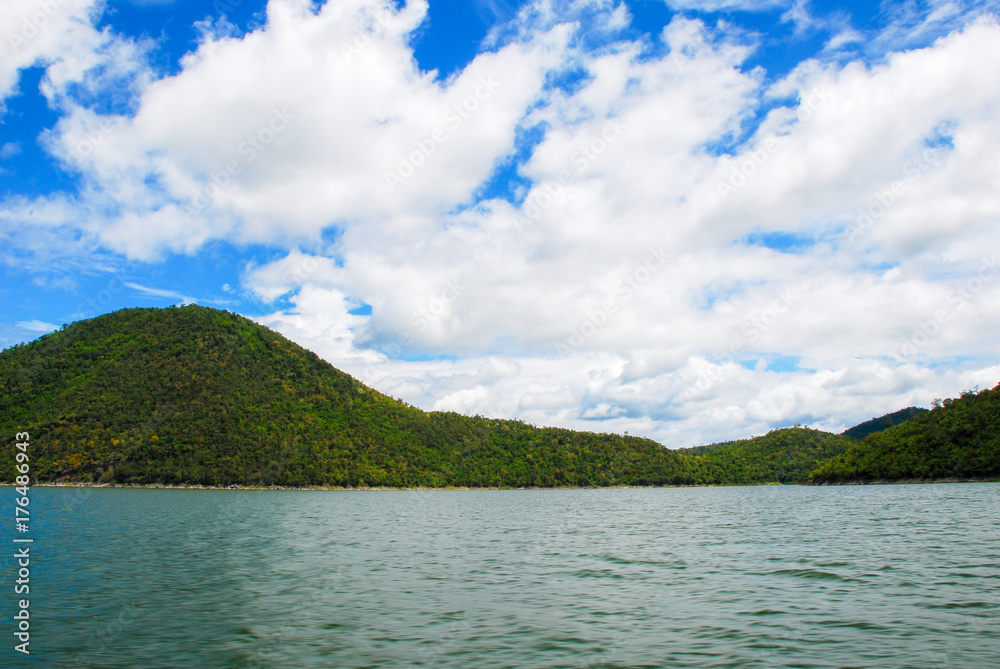 The mountains and sea scenery with blue sky. thailand