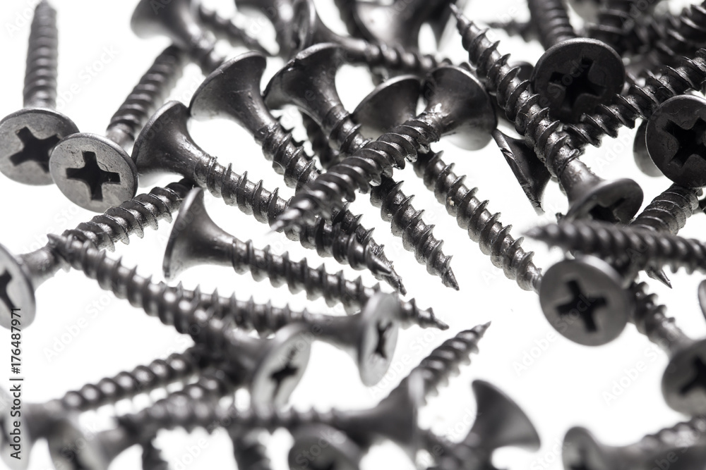 Screws for construction on a white background Screws for construction on a white background