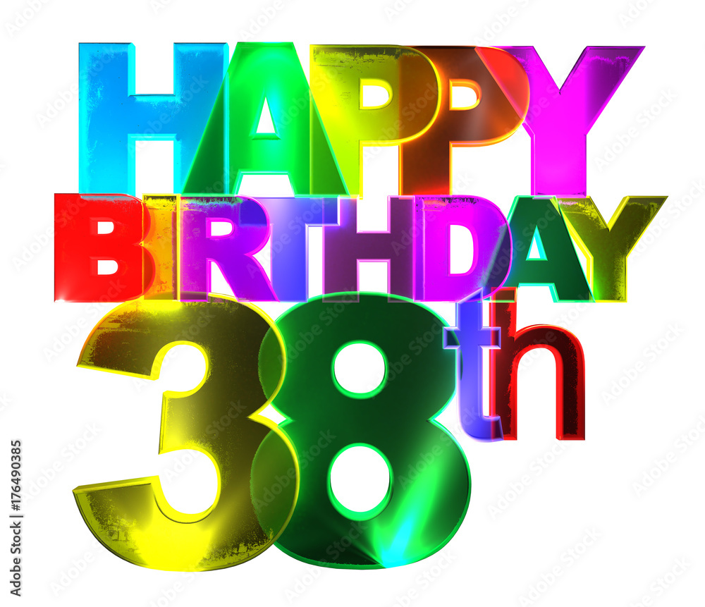 Happy Birthday - Bunte 3d Buchstaben - 38 - weiß Stock Illustration ...