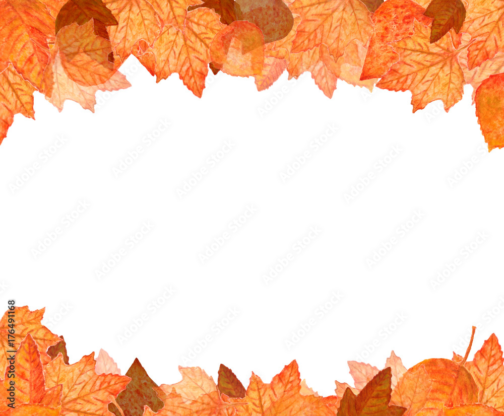 Autumn background with lautumn leaves falling. Watercolor illustration. Autumn background with lautumn leaves falling. Watercolor illustration.