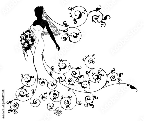 Bride Silhouette Bouquet We...