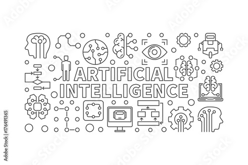 Artificial Intelligence vector modern horizontal banner