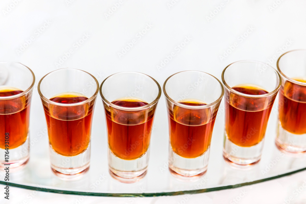 Catering services. Celebration. glasses red alcohol placed on the glass Catering services. Celebration. glasses red alcohol placed on the glass