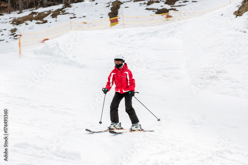 skier is skiing down the slope