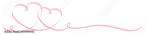 2 Connected Rose Calligraphy Hearts Ribbon Banner