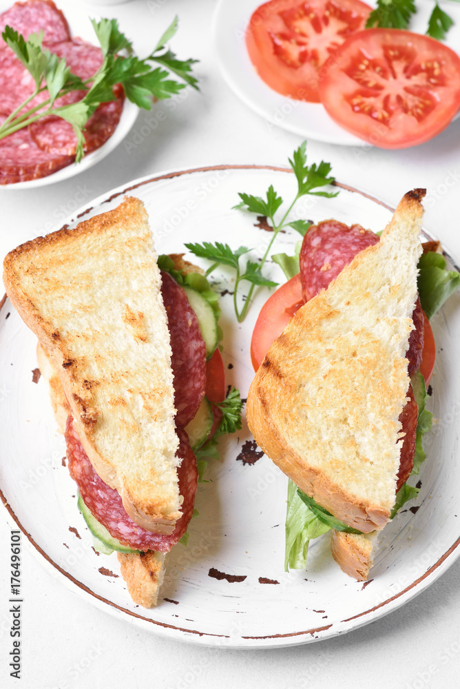 Homemade club sandwiches
