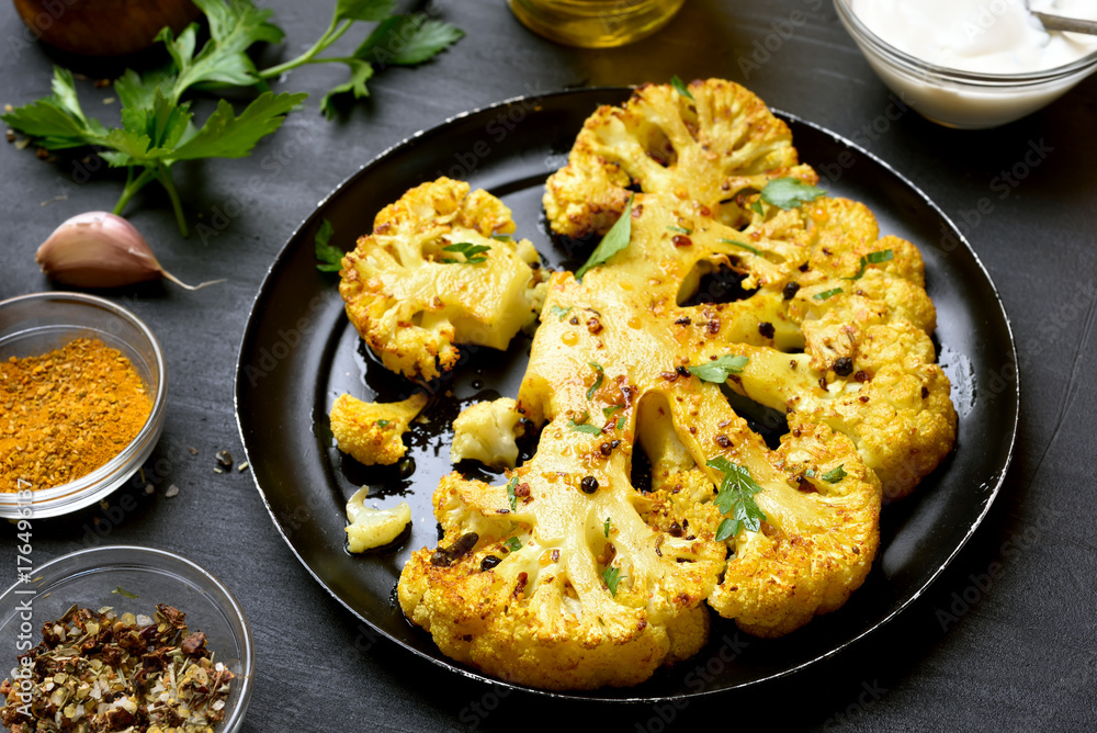 Cauliflower steak with herbs and spices Cauliflower steak with herbs and spices