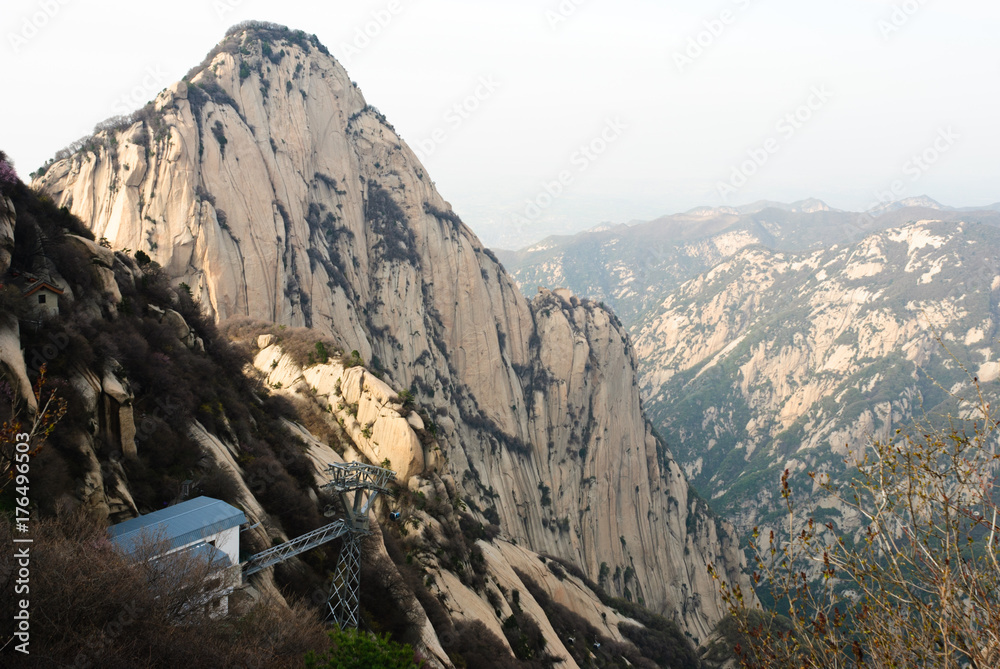 Fototapeta premium Cableway on the top of Huashan mountain, China