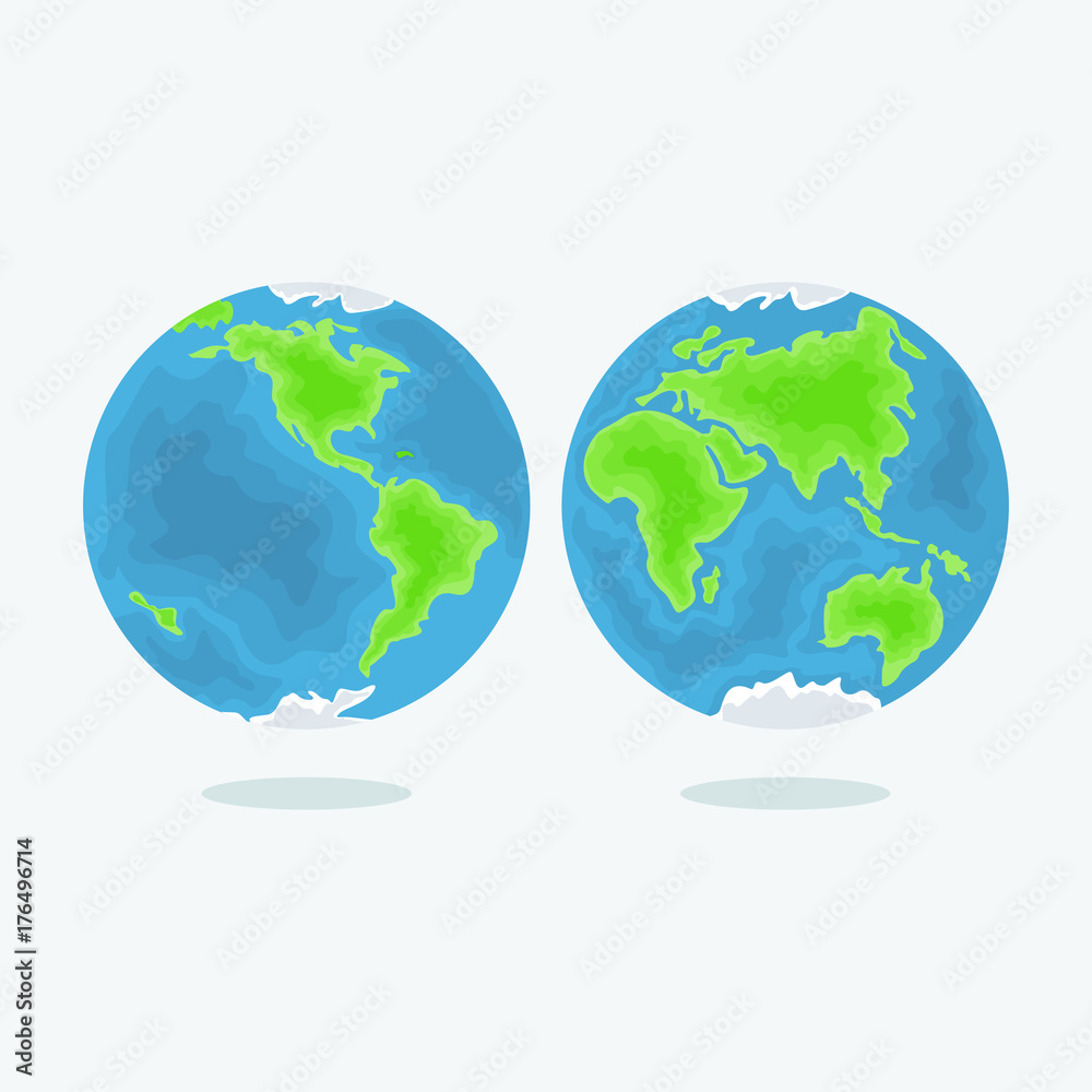 Planet earth vector icon. Flat vector cartoon illustration. Objects isolated on white background. Planet earth vector icon. Flat vector cartoon illustration. Objects isolated on white background.