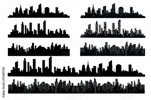 The silhouette of the city in a flat style. Modern urban landscape.vector illustration.