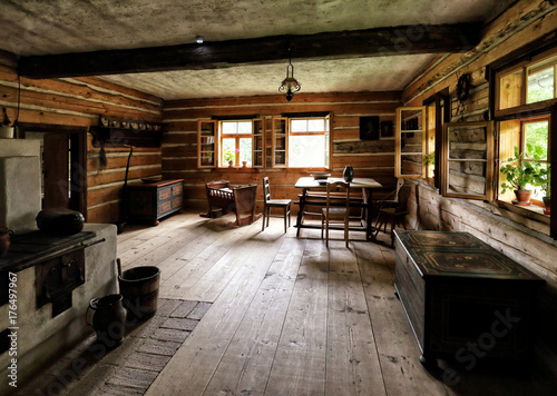 Interior of the old village house