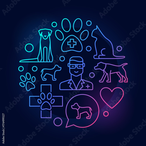 Colorful veterinary clinic round symbol
