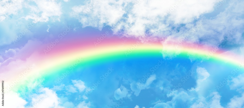 Composite image of graphic image of vibrant color rainbow