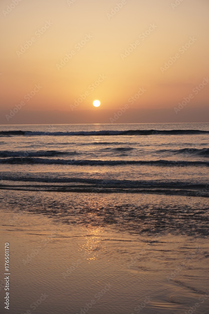 Magical ocean. Sunrise over the Atlantic. Morning.