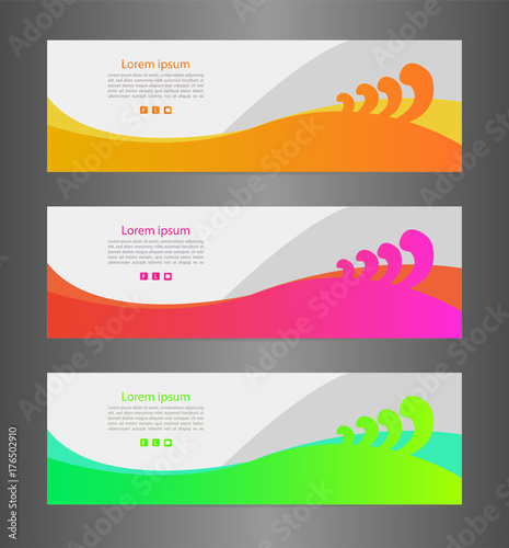 Set three colorful abstract modern banner texture. Vector banner background for web banner design