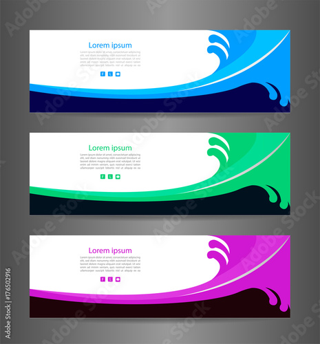 Set three colorful abstract modern banner texture. Vector banner background for web banner design